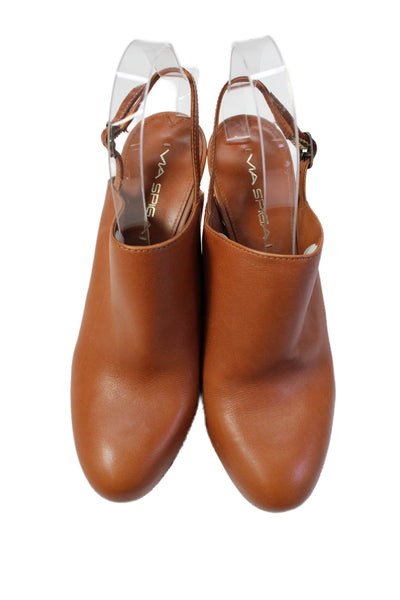 Via Spiga Womens Leather Slingback High Heeled Mules Brown Size 8.5