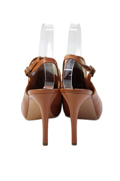 Via Spiga Womens Leather Slingback High Heeled Mules Brown Size 8.5