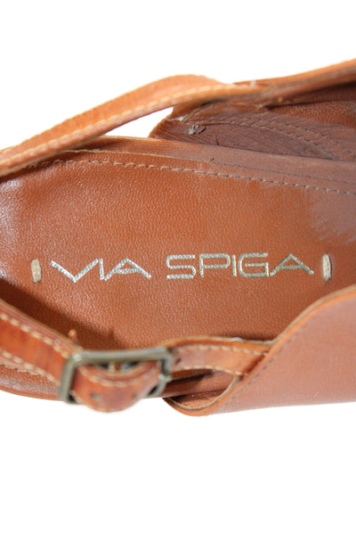 Via Spiga Womens Leather Slingback High Heeled Mules Brown Size 8.5