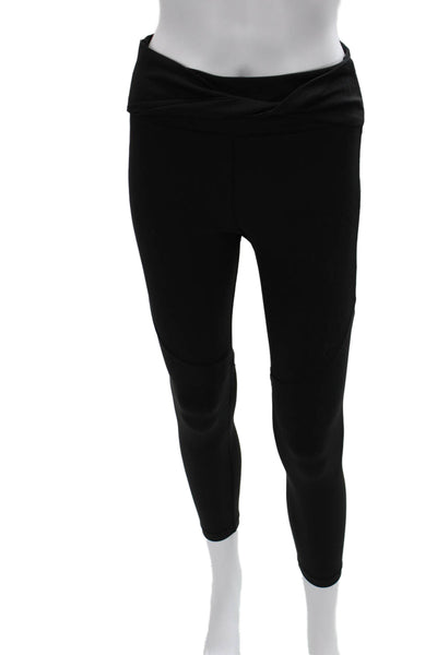 ALALA Women Ankle Leggings Black Nylon Spandex Solid Size M