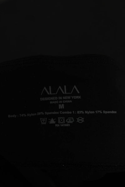 ALALA Women Ankle Leggings Black Nylon Spandex Solid Size M