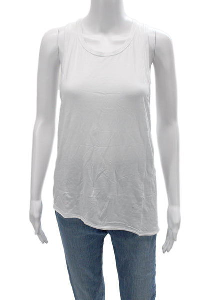 ALALA Women Sleeveless Basic Tank White Round Neck Size M
