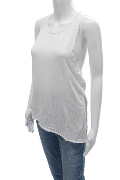 ALALA Women Sleeveless Basic Tank White Round Neck Size M