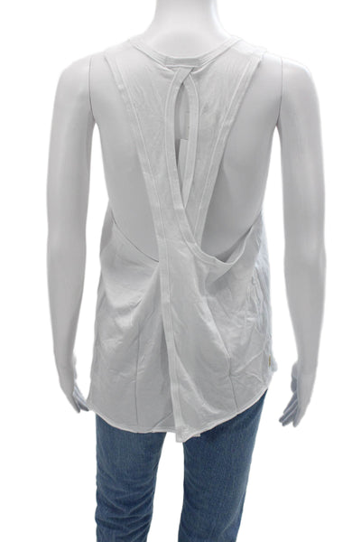 ALALA Women Sleeveless Basic Tank White Round Neck Size M