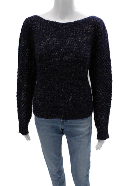 Love Shack Fancy Unisex Dark Blue Baby Alpaca Merino Pullover Sweater Size M