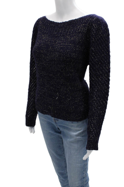 Love Shack Fancy Unisex Dark Blue Baby Alpaca Merino Pullover Sweater Size M