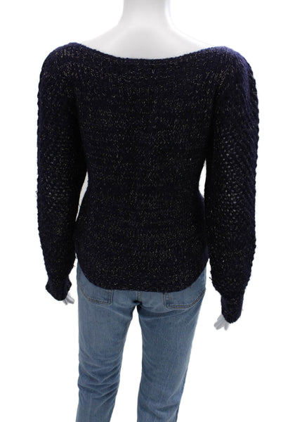 Love Shack Fancy Unisex Dark Blue Baby Alpaca Merino Pullover Sweater Size M