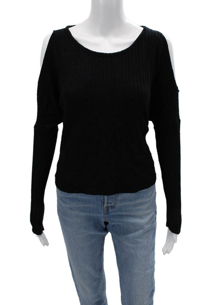 Chaser Womens Black Long Sleeve Round Neck Top Grunge Size M