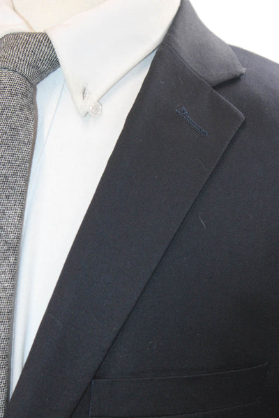 Adolfo Mens Dark Blue Wool 2 Piece Suit Jacket Button Collared Classic Size 38