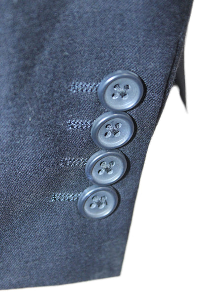 Adolfo Mens Dark Blue Wool 2 Piece Suit Jacket Button Collared Classic Size 38