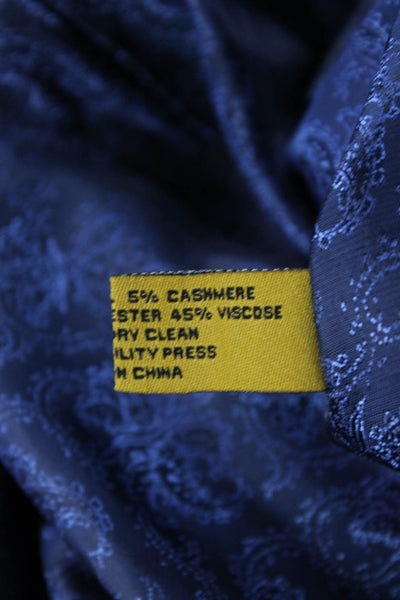 Adolfo Mens Dark Blue Wool 2 Piece Suit Jacket Button Collared Classic Size 38