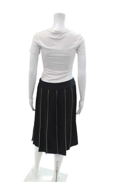 Elliott Lauren Womens Pleated Striped Knee Length Black Skirt Size 6