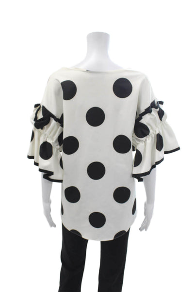 Sachin & Babi Women V-Neck Polka Dot Short Sleeve Polyester Blend Blouse Size S