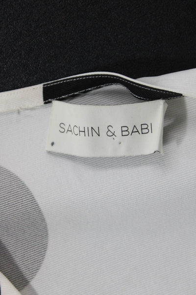 Sachin & Babi Women V-Neck Polka Dot Short Sleeve Polyester Blend Blouse Size S