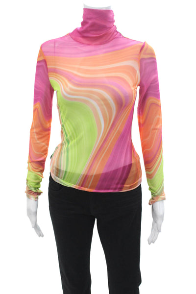 AFRM Womens Green Turtleneck Long Sleeve Top Size S