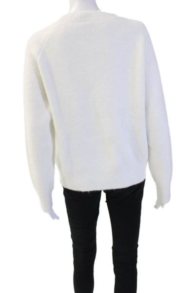 Bobeau Unisex White Pullover Sweater Long Sleeve Crewneck Graphic Love Size M