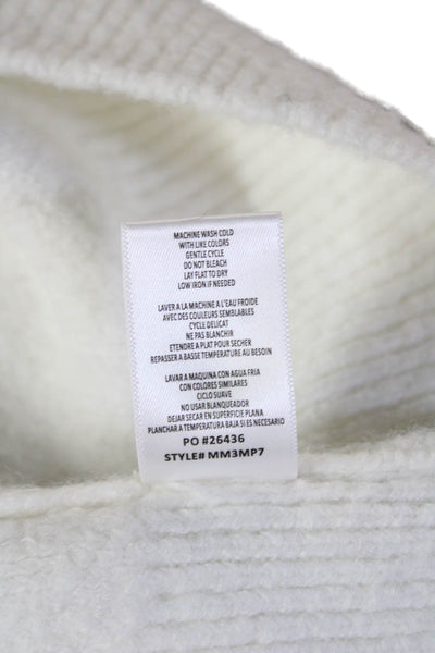 Bobeau Unisex White Pullover Sweater Long Sleeve Crewneck Graphic Love Size M