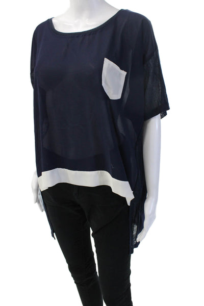 Cecico Womens Tunic Dark Blue Short Sleeve Round Neck 100% Polyester Size L