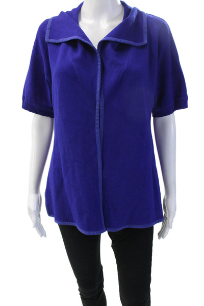 St. John Unisex Blue Full Zip Collared Cardigan Size S