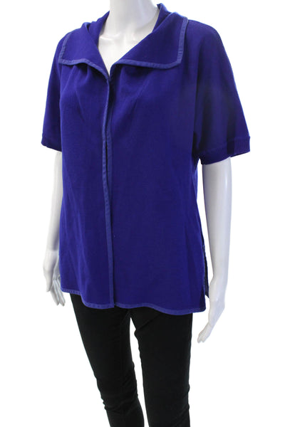 St. John Unisex Blue Full Zip Collared Cardigan Size S