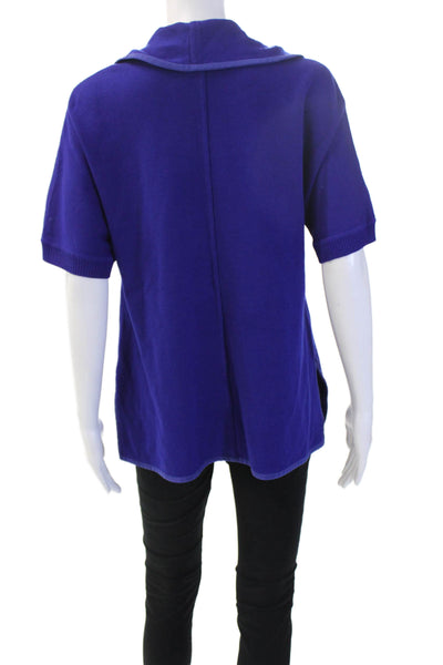 St. John Unisex Blue Full Zip Collared Cardigan Size S