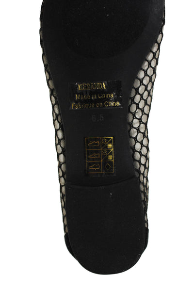 Jeffrey Campbell Womens Mesh Detail Pointed Toe Flats Black Size 6.5