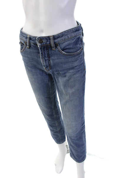 Free People Womens Ankle Cropped Blue Mid Rise Jeans Size 25