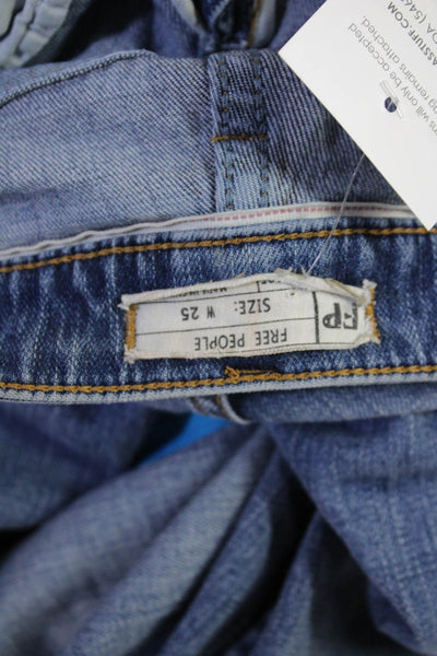 Free People Womens Ankle Cropped Blue Mid Rise Jeans Size 25