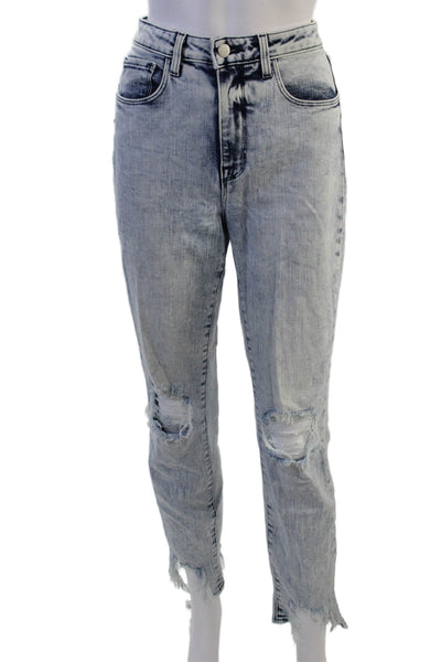 L'Agence Women Cropped Skinny Ankle Jeans Light Blue High Rise Size 27