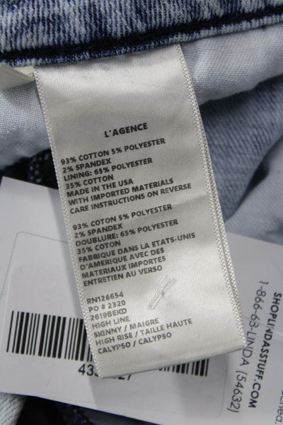L'Agence Women Cropped Skinny Ankle Jeans Light Blue High Rise Size 27