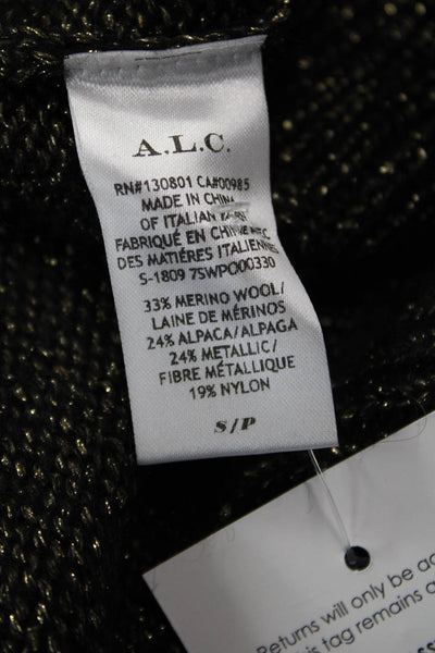 A.L.C. Unisex Black Pullover Sweater Merino Alpaca Metallic Crew Neck Size S