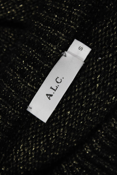 A.L.C. Unisex Black Pullover Sweater Merino Alpaca Metallic Crew Neck Size S