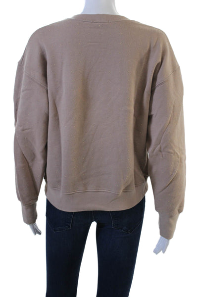 A.L.C. Womens Pullover Sweatshirt Beige Cotton Crew Neck Polka Dot Size M