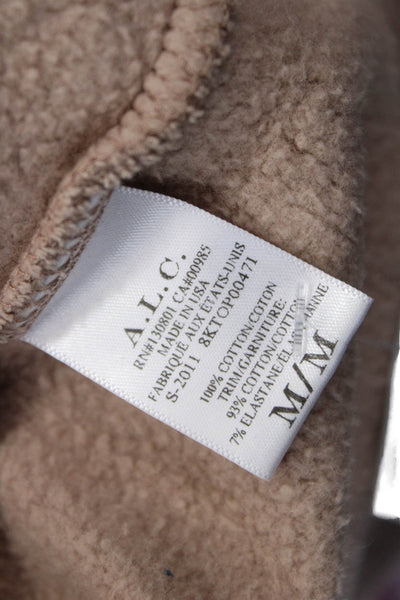 A.L.C. Womens Pullover Sweatshirt Beige Cotton Crew Neck Polka Dot Size M