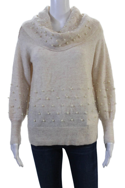Michelle Mason Womens Beige Turtleneck Pullover Sweater Long Sleeve Size S