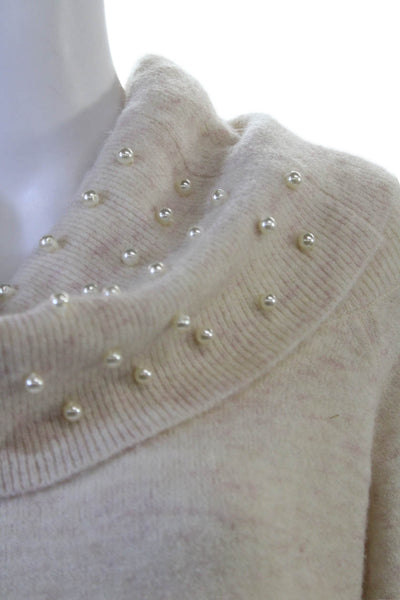 Michelle Mason Womens Beige Turtleneck Pullover Sweater Long Sleeve Size S