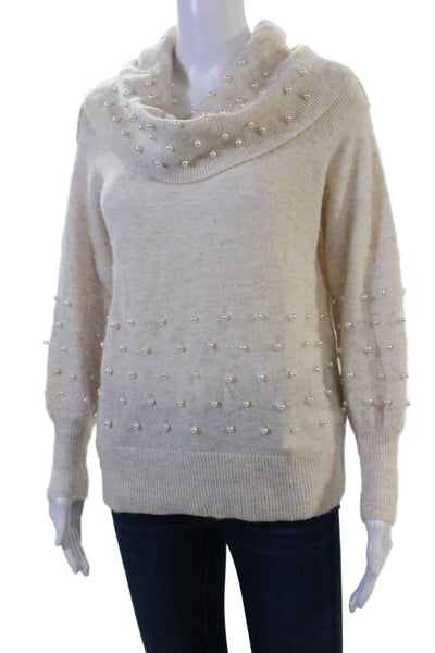 Michelle Mason Womens Beige Turtleneck Pullover Sweater Long Sleeve Size S