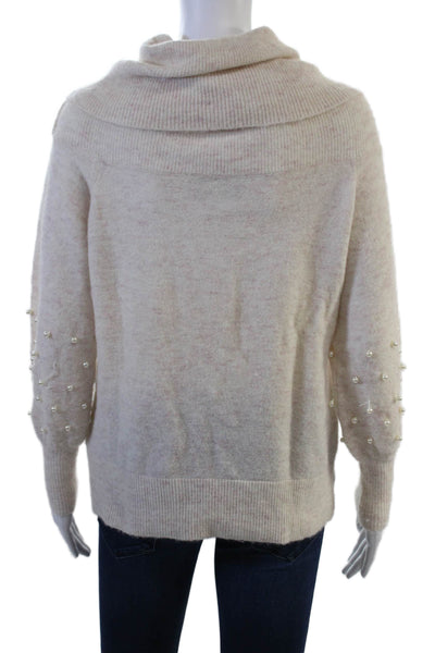 Michelle Mason Womens Beige Turtleneck Pullover Sweater Long Sleeve Size S