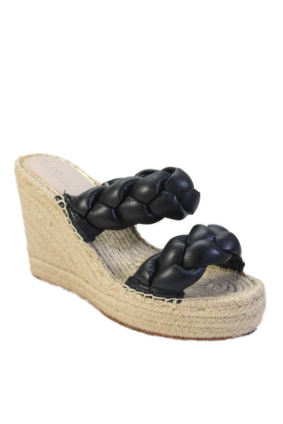 Kenneth Cole Womens Wedge Heel Double Braided Strap Espadrilles Black Size 5.5