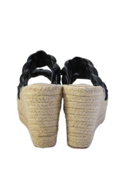 Kenneth Cole Womens Wedge Heel Double Braided Strap Espadrilles Black Size 5.5