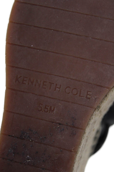 Kenneth Cole Womens Wedge Heel Double Braided Strap Espadrilles Black Size 5.5