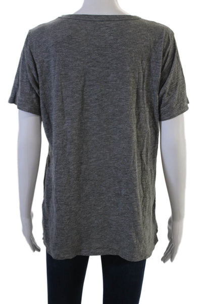 J Crew Women Gray Graphic Crew Neck Jersey T-Shirt Short Sleeve Size M
