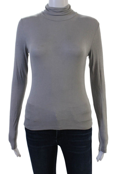 Zara Womens Gray Basic Turtleneck Long Sleeve Top Size S
