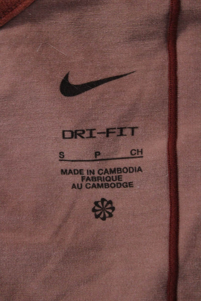 Nike Womens Brown Sleeveless Basic Tank Polyester Round Neck Size S