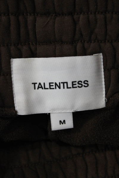 Talentless Unisex Sweat Shorts Brown Cotton Solid Designer Spring Size M