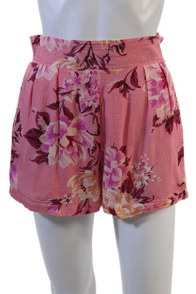 Vici Unisex Floral Pink Rayon Shorts Zip Closure Size S