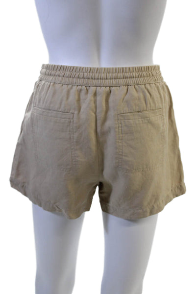 Banana Republic Unisex Beige Drawstring Linen Blend Shorts Size XS