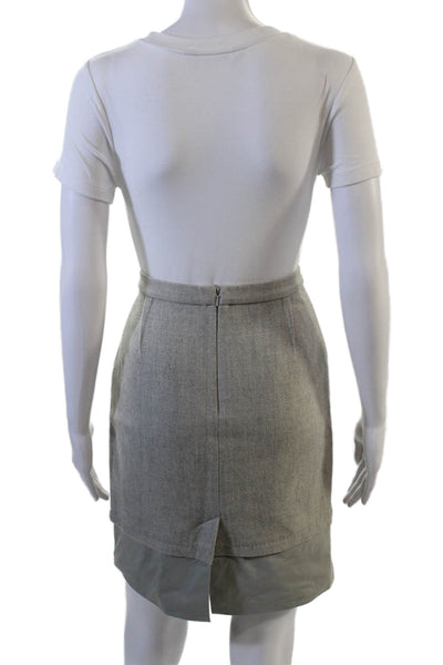BCBGMAXAZRIA Women Gray Herringbone Wool Pencil Skirt Size 2