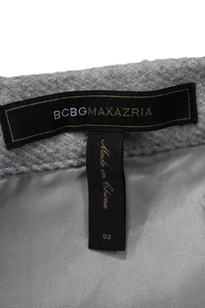 BCBGMAXAZRIA Women Gray Herringbone Wool Pencil Skirt Size 2