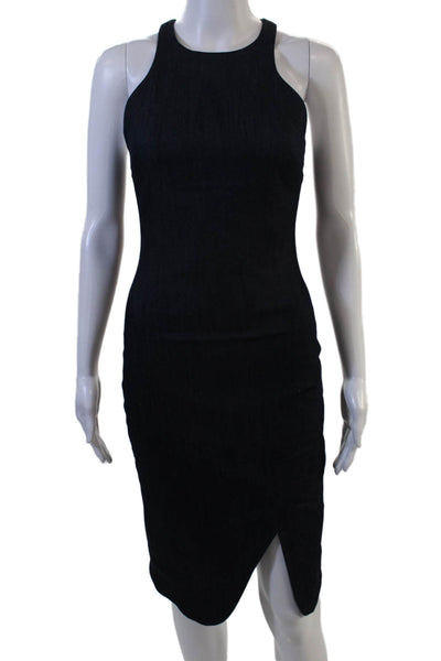 Elizabeth & James Women Bodycon Sheath Dress Black Sleeveless High Neck Size 4